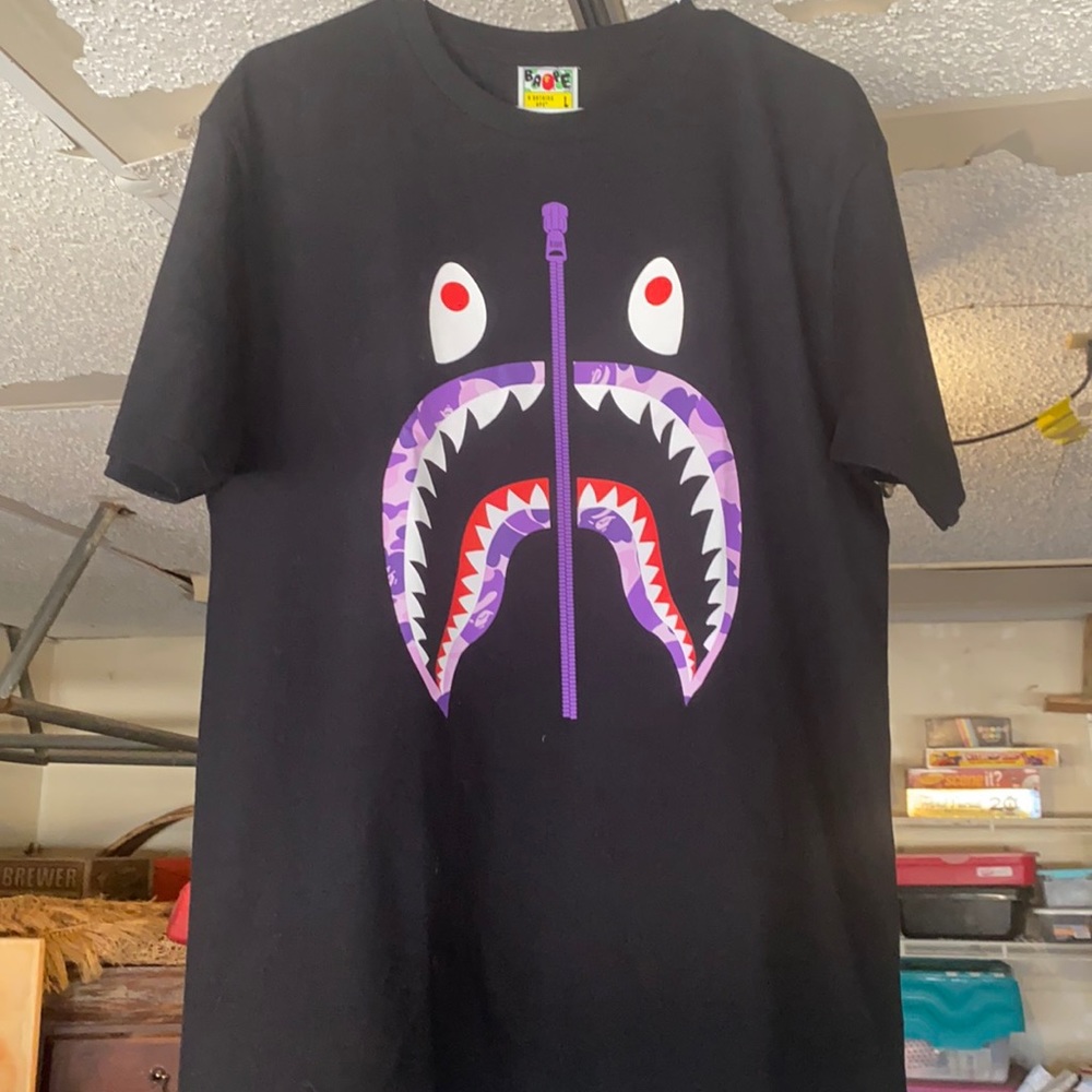 BAPE Black / Purple Shark T shirt